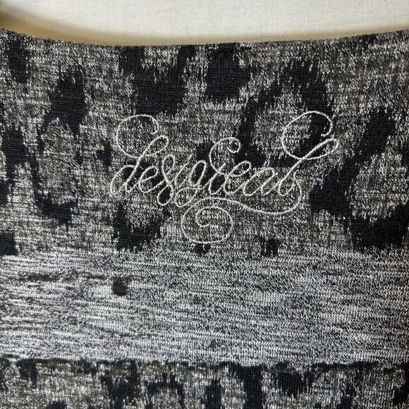 Desigual Gray Graphic Animal Pattern Ruched Side LS Short Sweater Dress Size M - Picture 11 of 14